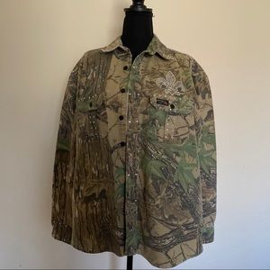 Vintage Rattlers brand camo hunting outdoor shirt large